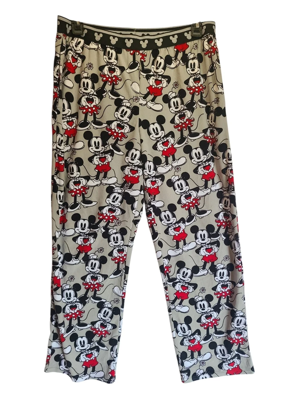 Disney Mickey & Minnie Mouse Fleece Pajama Pants Gray XL 16-18 Pockets